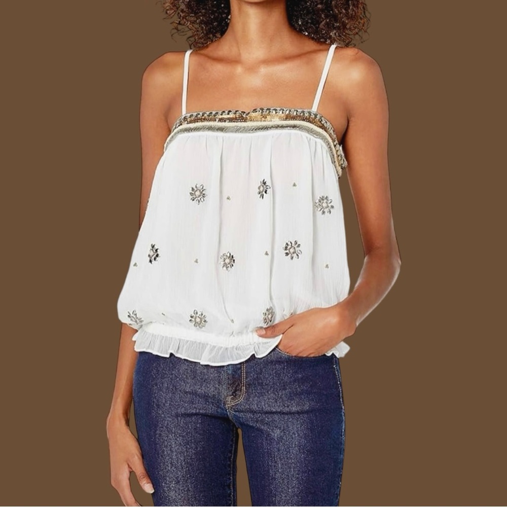 Ramy Brook White Embellished Top
